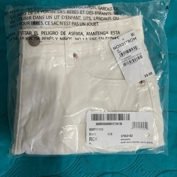 High rise Distressed denim shorts white size 25 Nordstrom - Picture 2 of 10